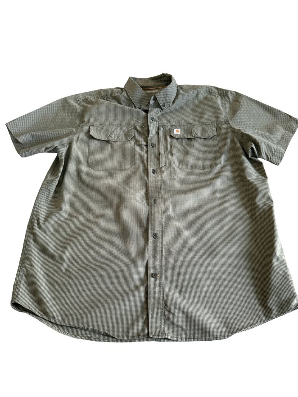 Carhartt Force Men's 2XL Green Check Short Sleeve Button Down Shirt